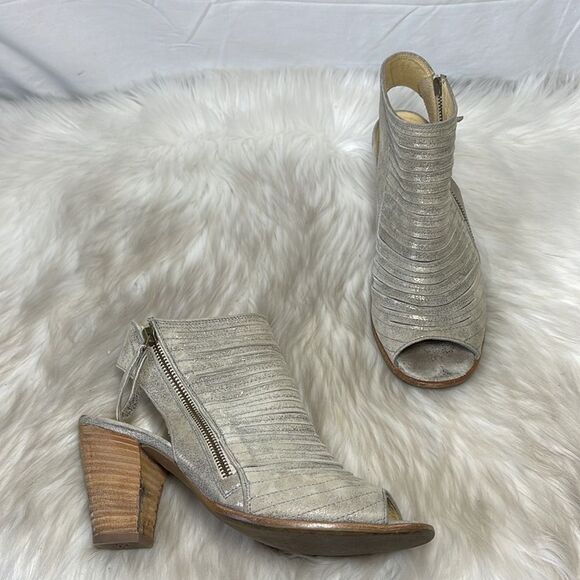 Paul Green Cayenne Metallic Smoke Suede Peep Toe Sandals Sz 5.5/US 8 - Picture 5 of 9